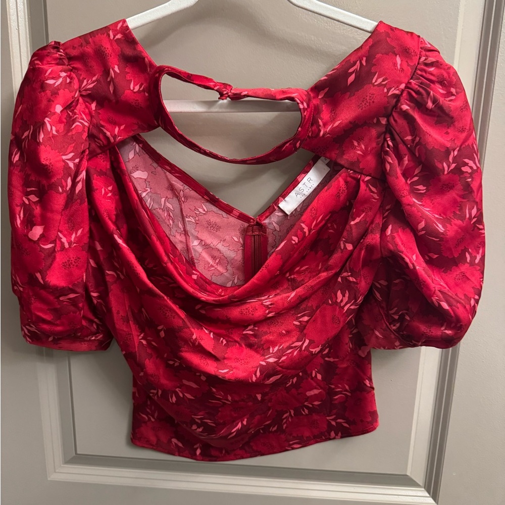 Astr Red Floral Blouse with Elegant Design